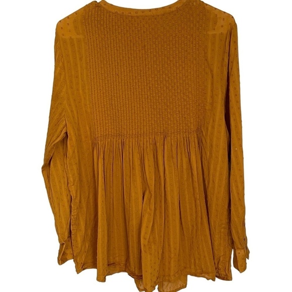 J JIll Shirt Top Tunic Mustard Yellow Boho Peasant Size L - Picture 3 of 9